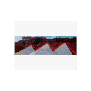Pyramids on Fire- Fine Art Poster — Triptych Red Peak Landscape