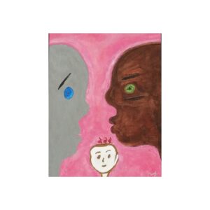 Fine Art Poster — Bold Pink Portraits Print (Faces & Child Sketch)