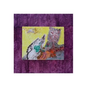 Fine Art Poster — Abstract Cat & Waves Print (Purple Border)