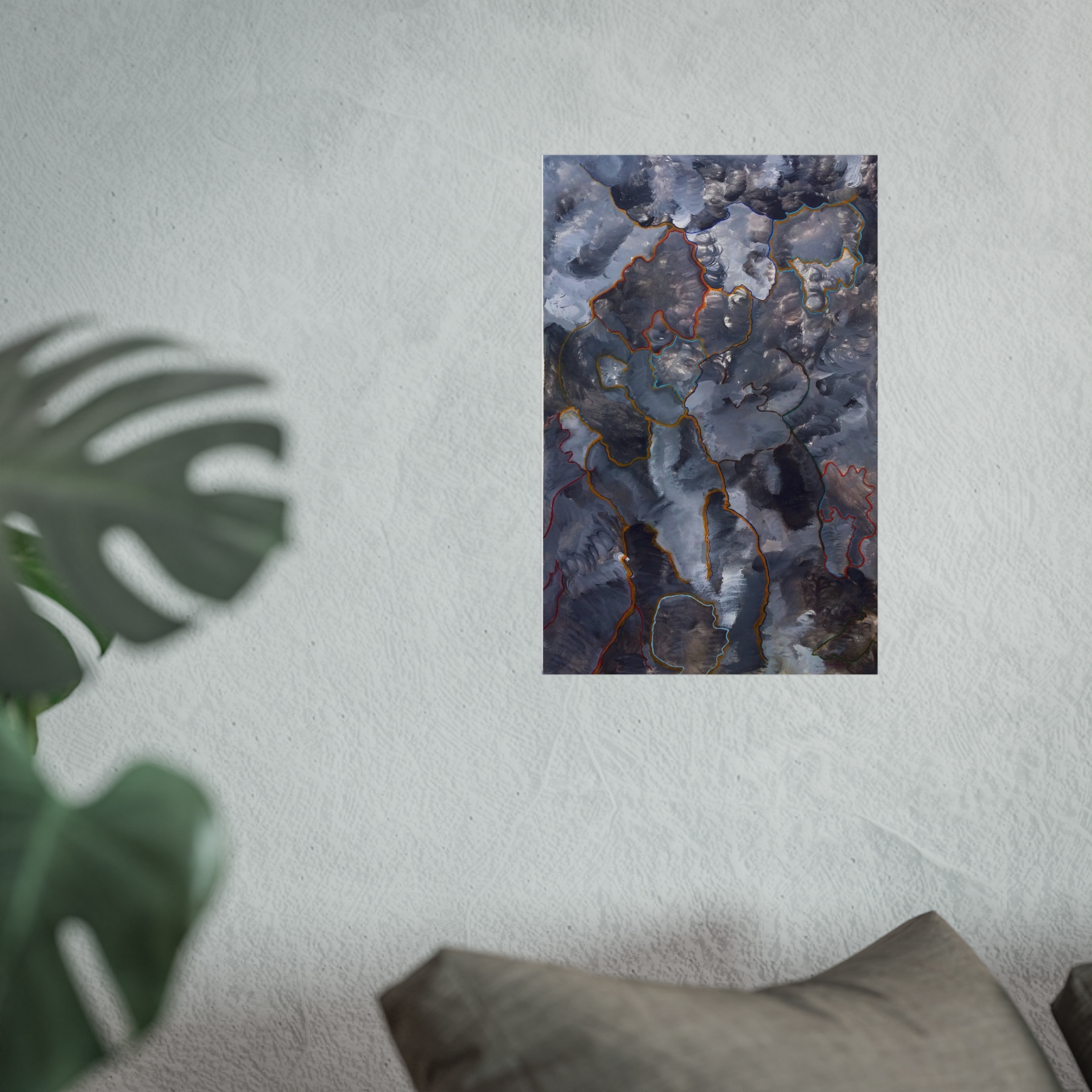Abstract Mineral Veins Poster — Moody Blue Gray Fine Art Print - Image 2