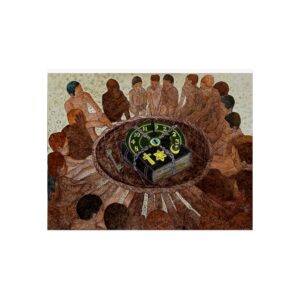 Fine Art Poster — Circle of Figures with Clock and Book (Surreal Vintage Wall Art)