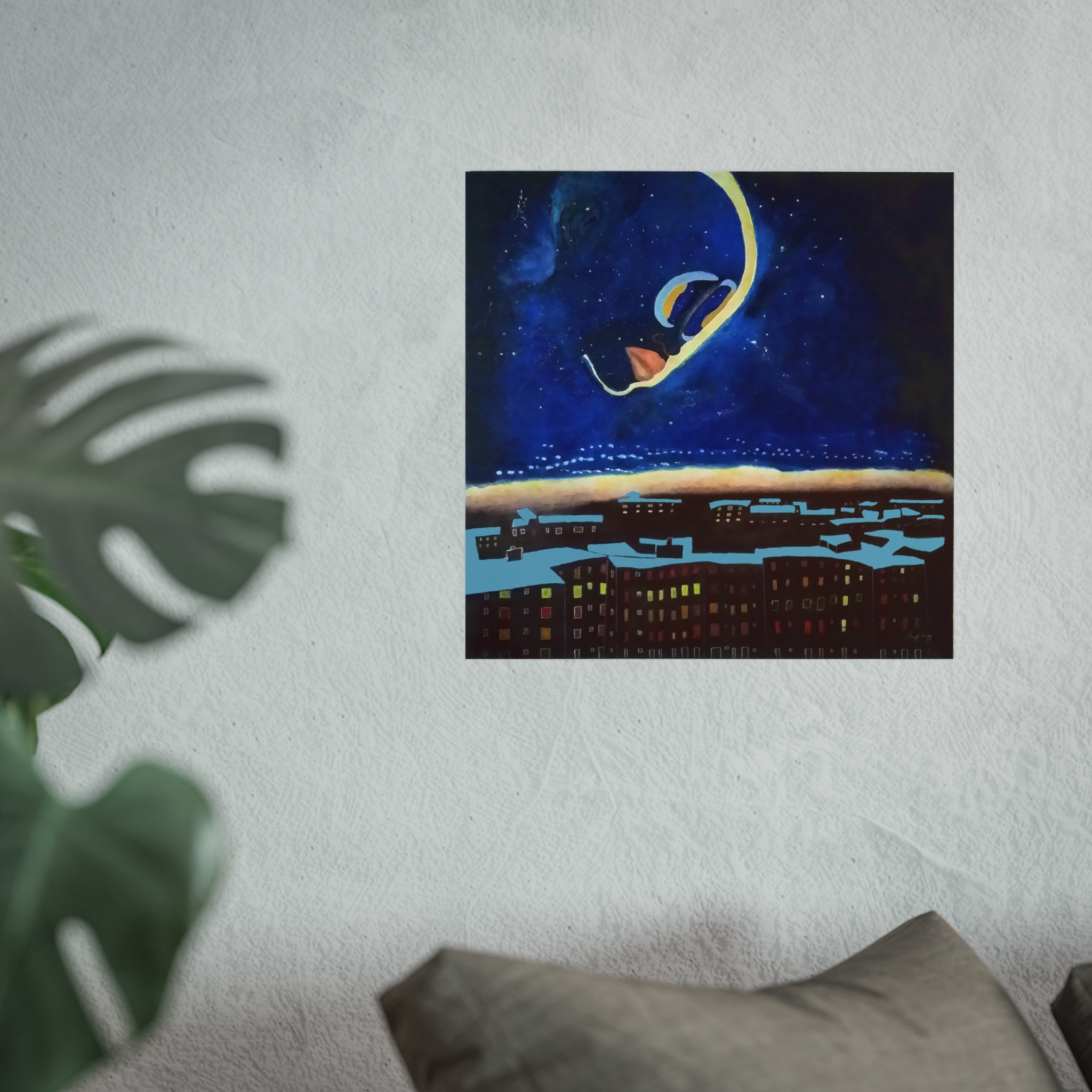 Moonlit Cityscape Fine Art Poster — Dreamy Night Sky Wall Art - Image 2