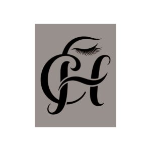 Monogram Art Poster — Elegant 'CH' Script with Eyelash Accent