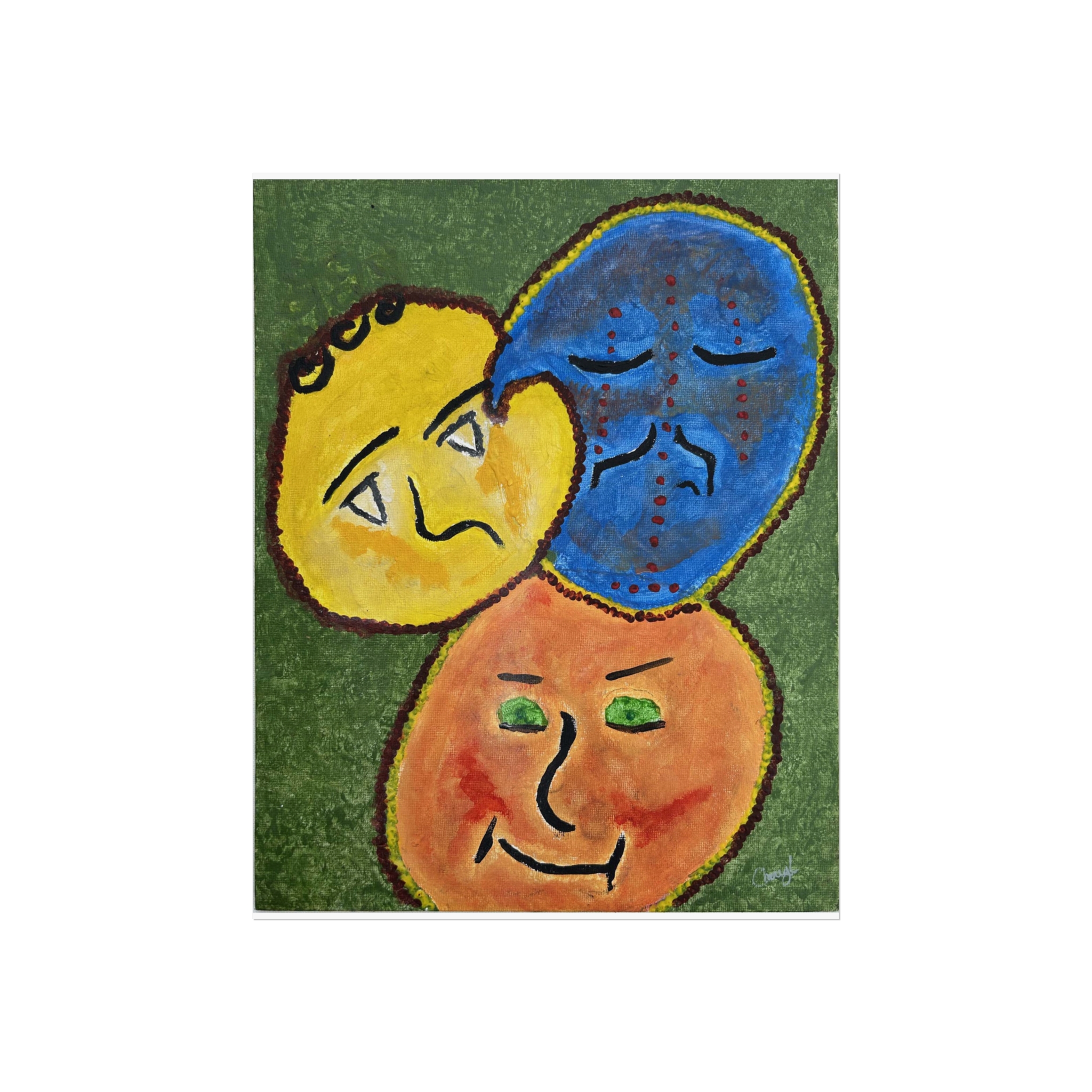 Abstract Faces Fine Art Poster — Colorful Emotional Mask Wall Art