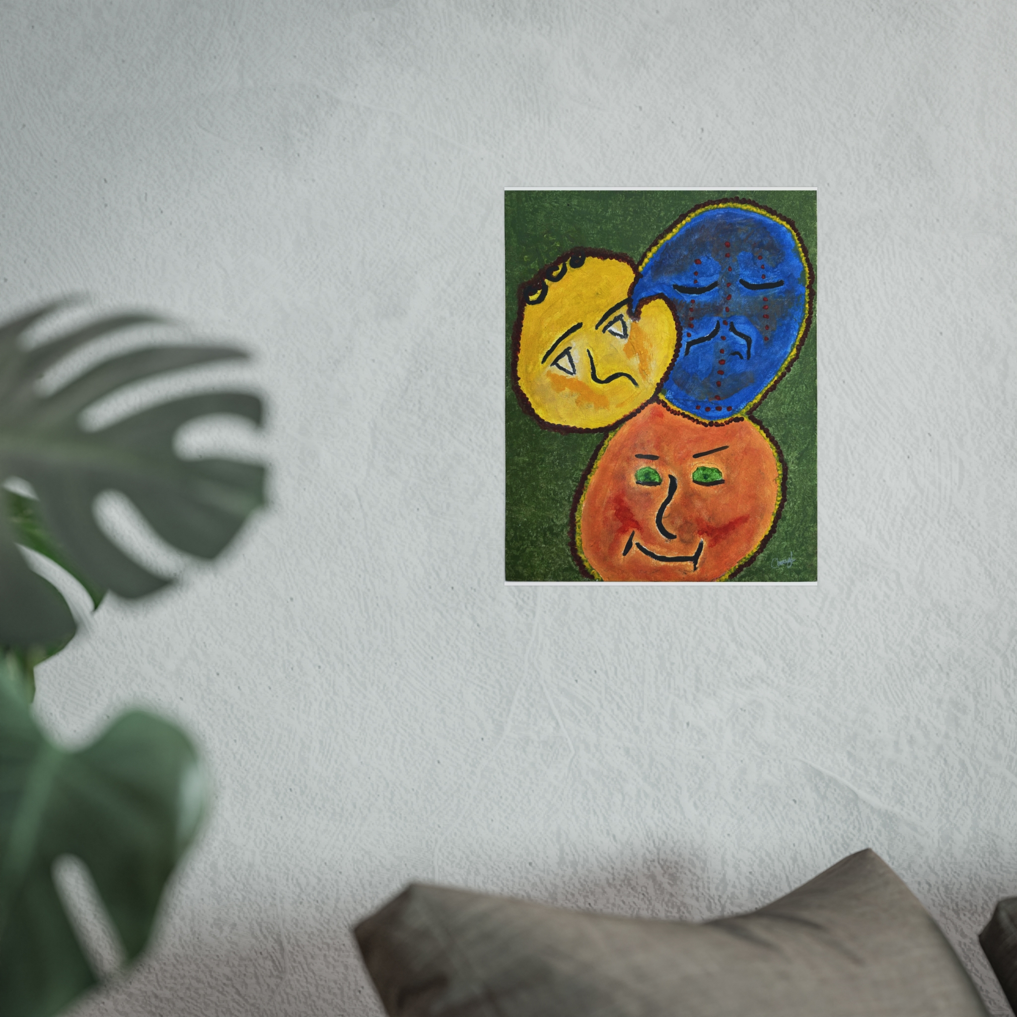 Abstract Faces Fine Art Poster — Colorful Emotional Mask Wall Art - Image 2