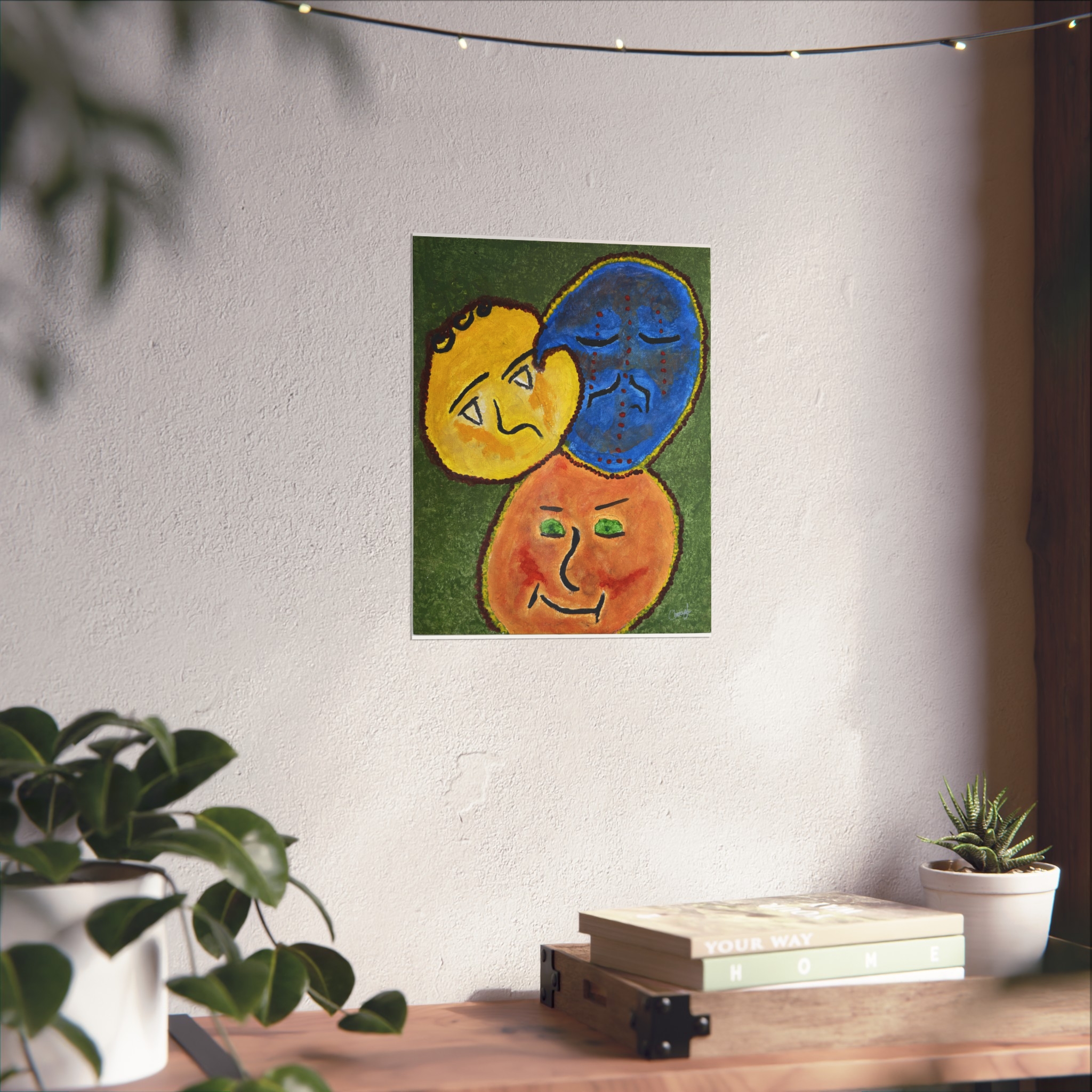 Abstract Faces Fine Art Poster — Colorful Emotional Mask Wall Art - Image 3