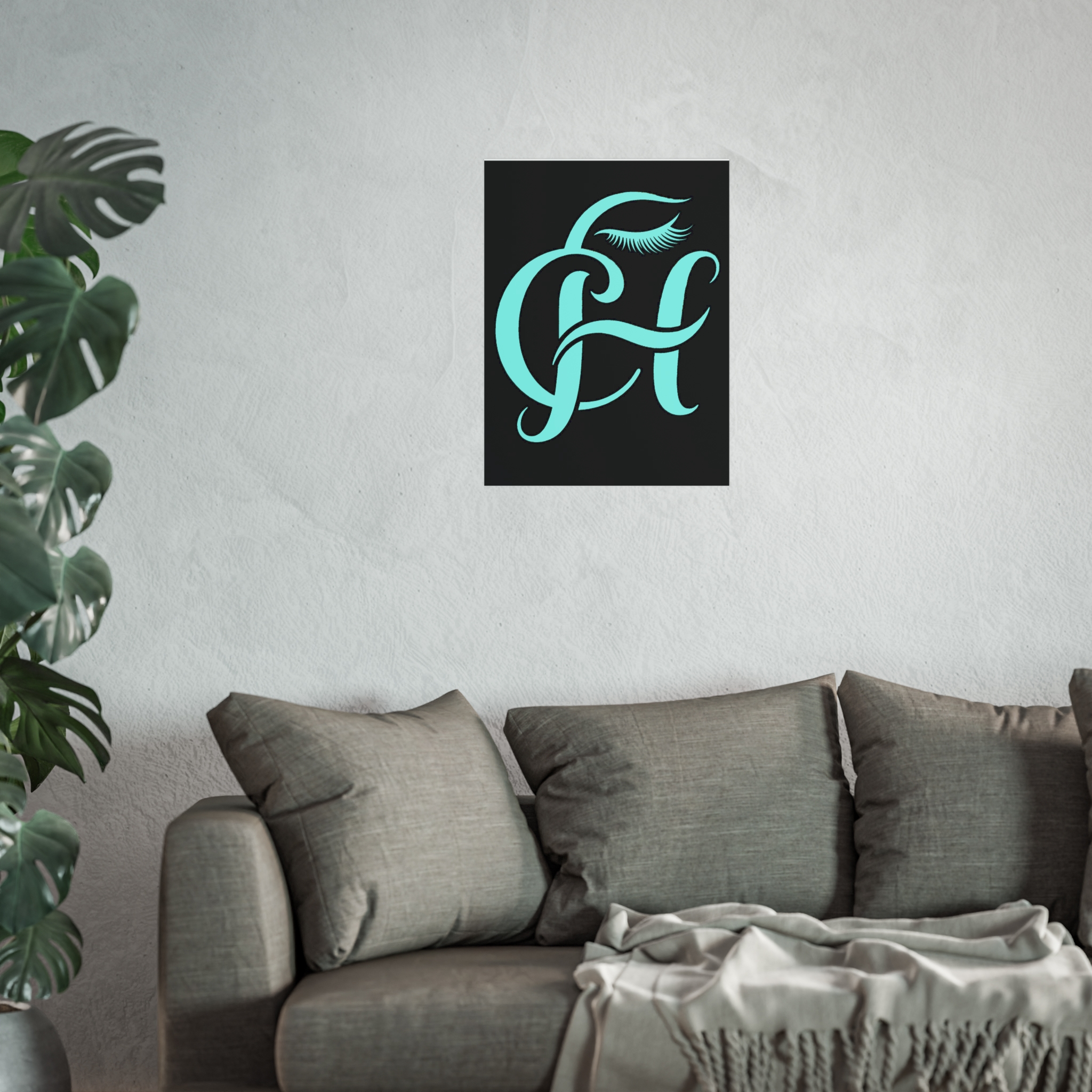 Aqua Monogram H Fine Art Poster — Elegant Typographic Wall Art - Image 5
