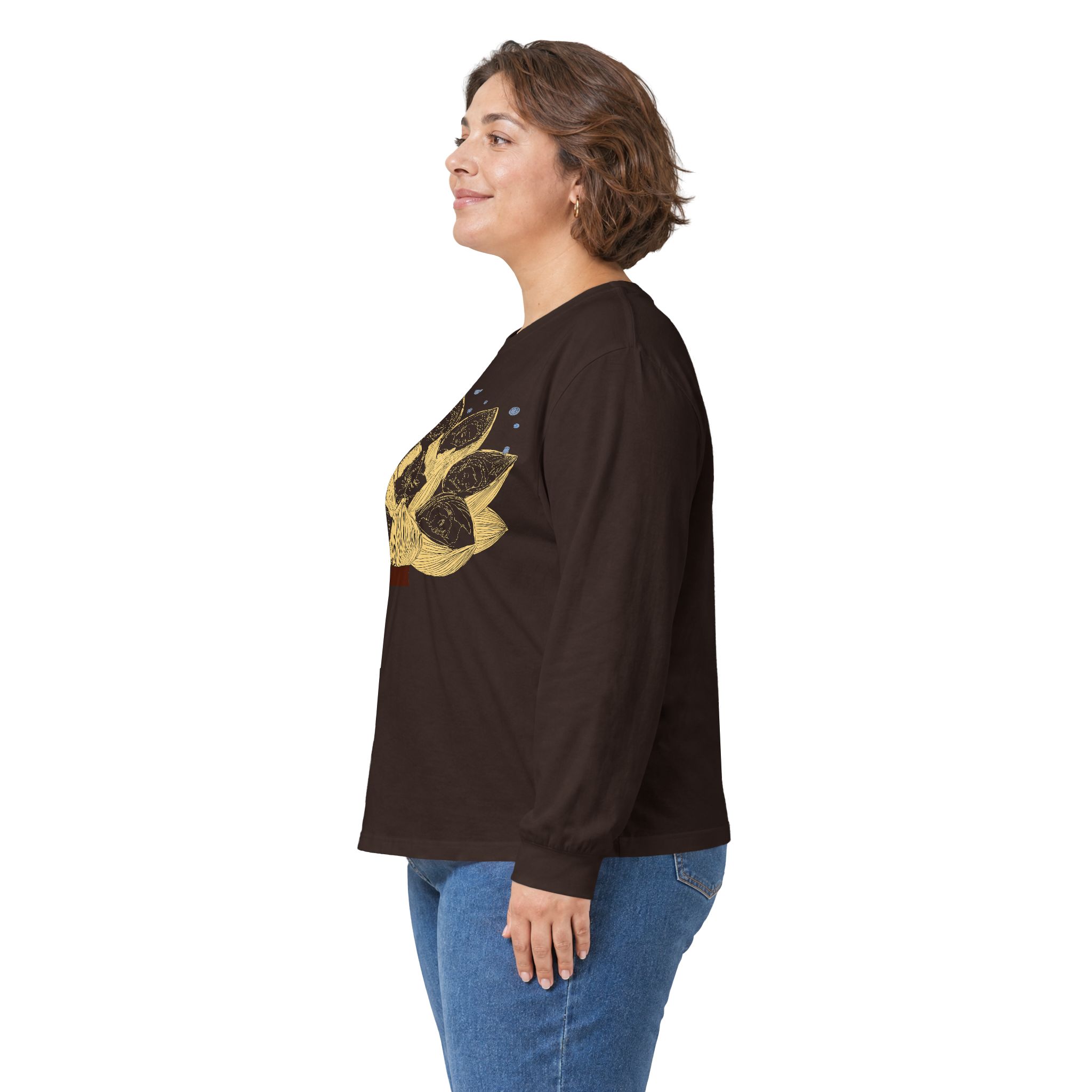 Gold Lotus Long Sleeve Tee — Minimal Floral Meditation Shirt - Image 11