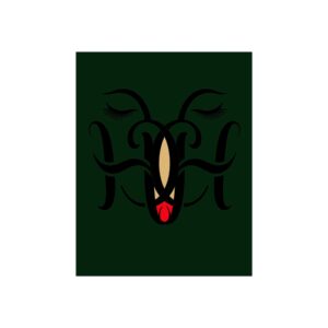 Fine Art Poster — Abstract Floral Face Design (Green, Red Accent)
