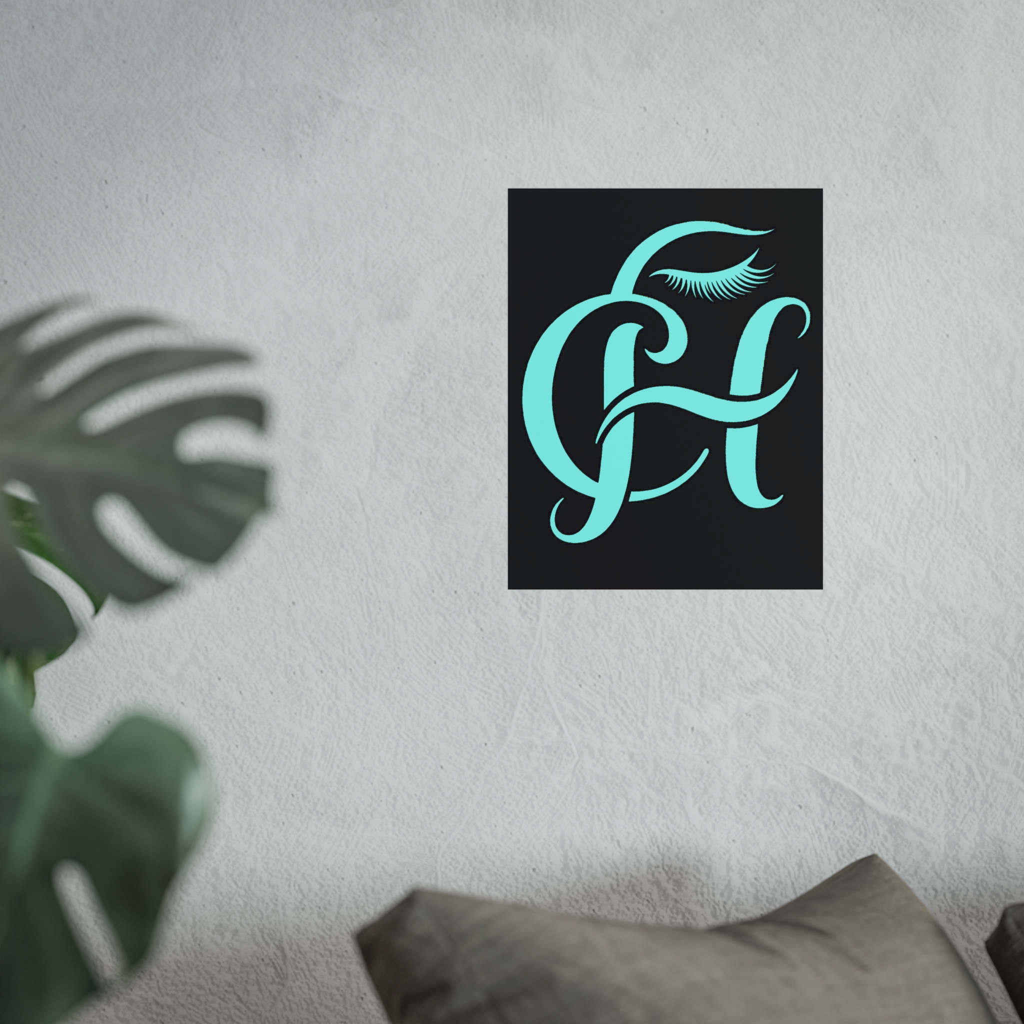 Aqua Monogram H Fine Art Poster — Elegant Typographic Wall Art - Image 2