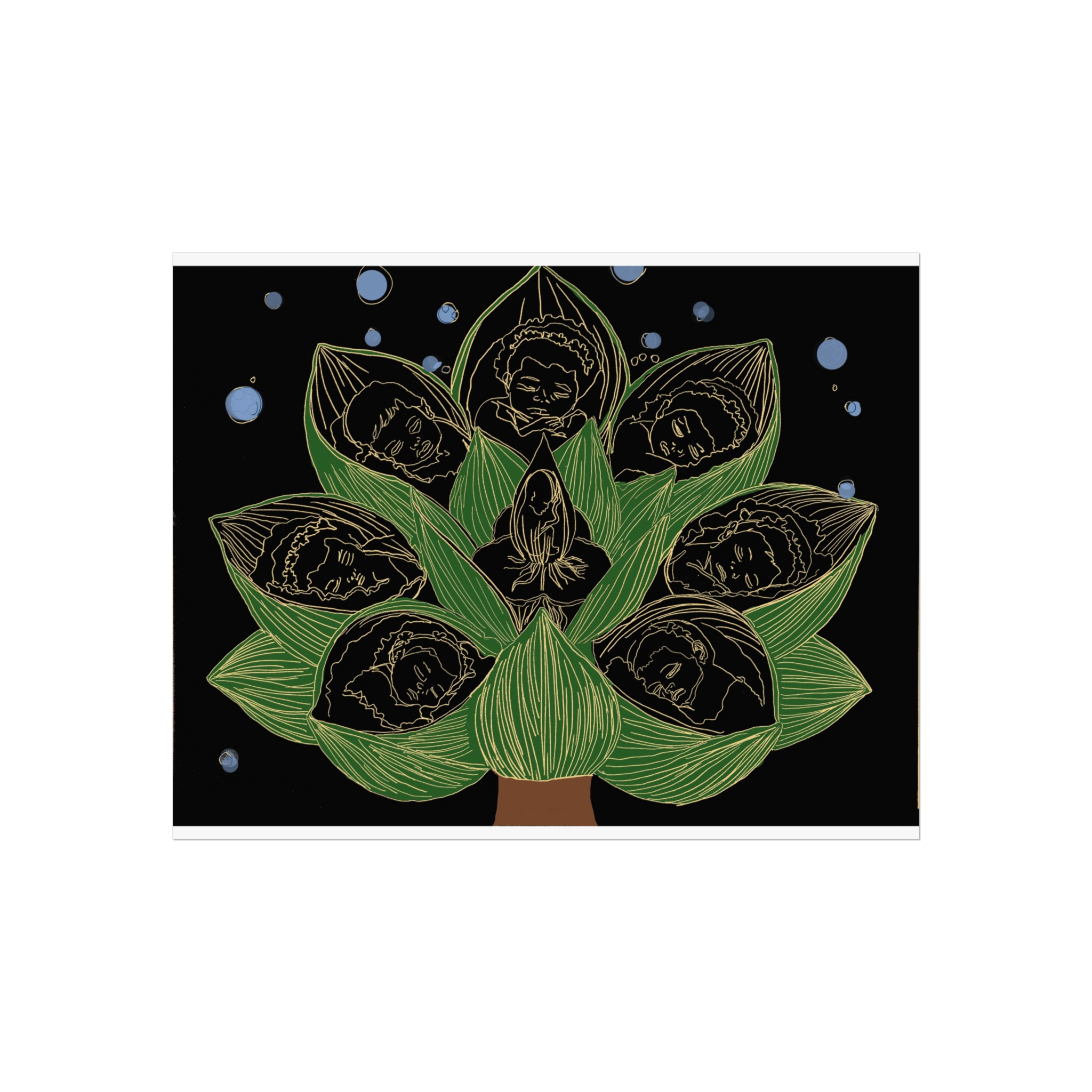 Lotus Spirit Fine Art Poster — Green Botanical Meditation Print
