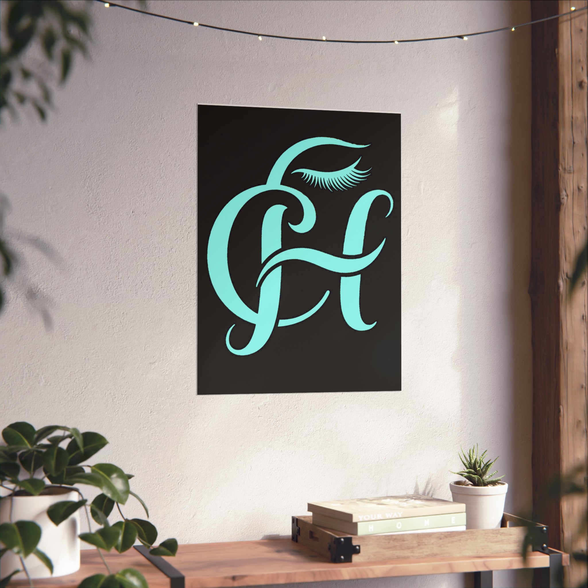 Aqua Monogram H Fine Art Poster — Elegant Typographic Wall Art - Image 6