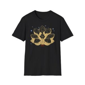 Lotus Bloom Graphic T-Shirt — Gold & White Zen Floral Tee