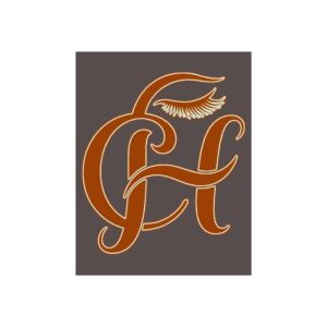 Monogram Art Poster — Decorative GH Initials in Warm Terracotta