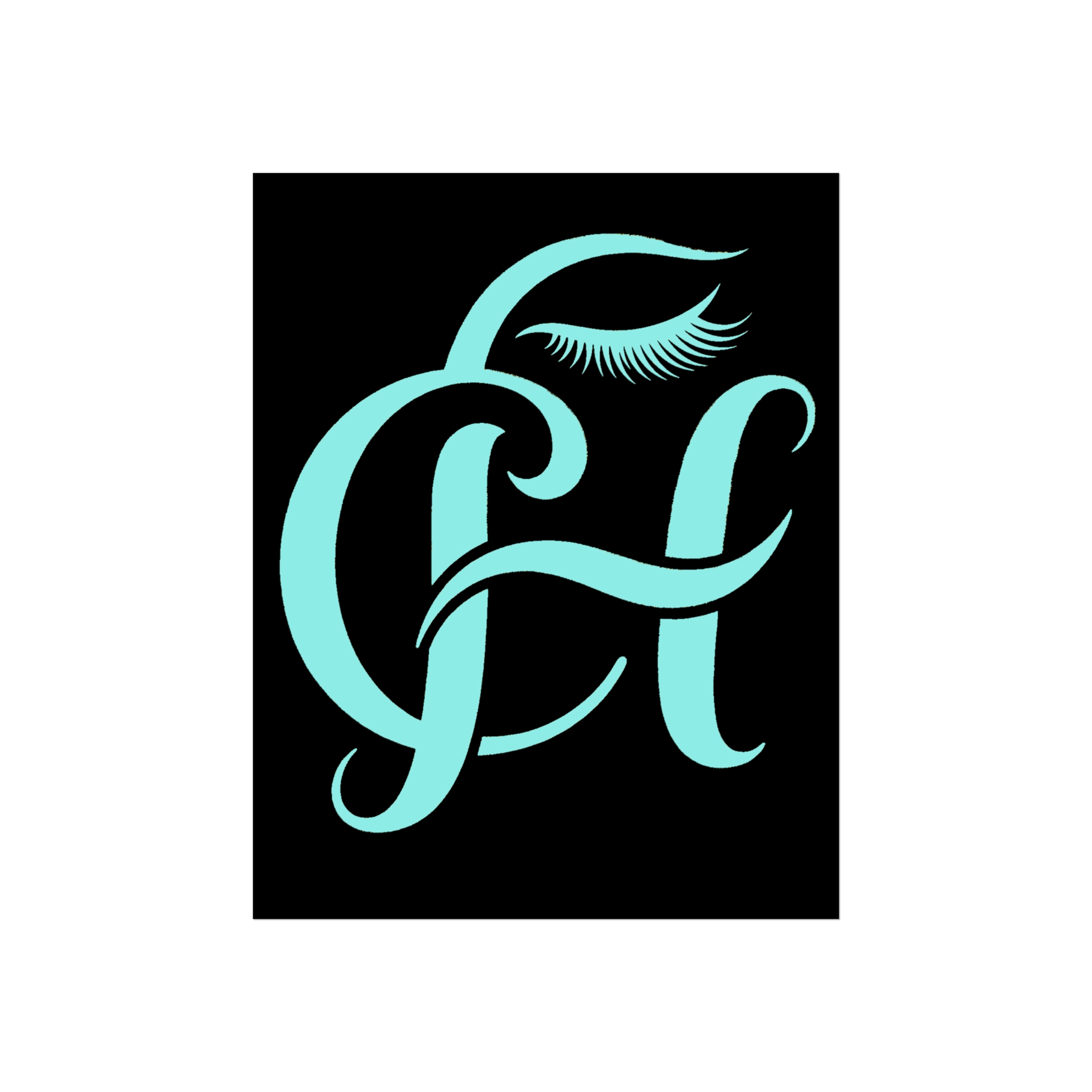 Aqua Monogram H Fine Art Poster — Elegant Typographic Wall Art