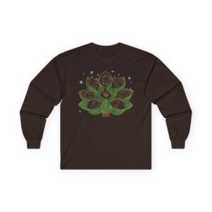 Lotus Tree Long Sleeve Tee — Minimal Zen Floral Graphic Shirt
