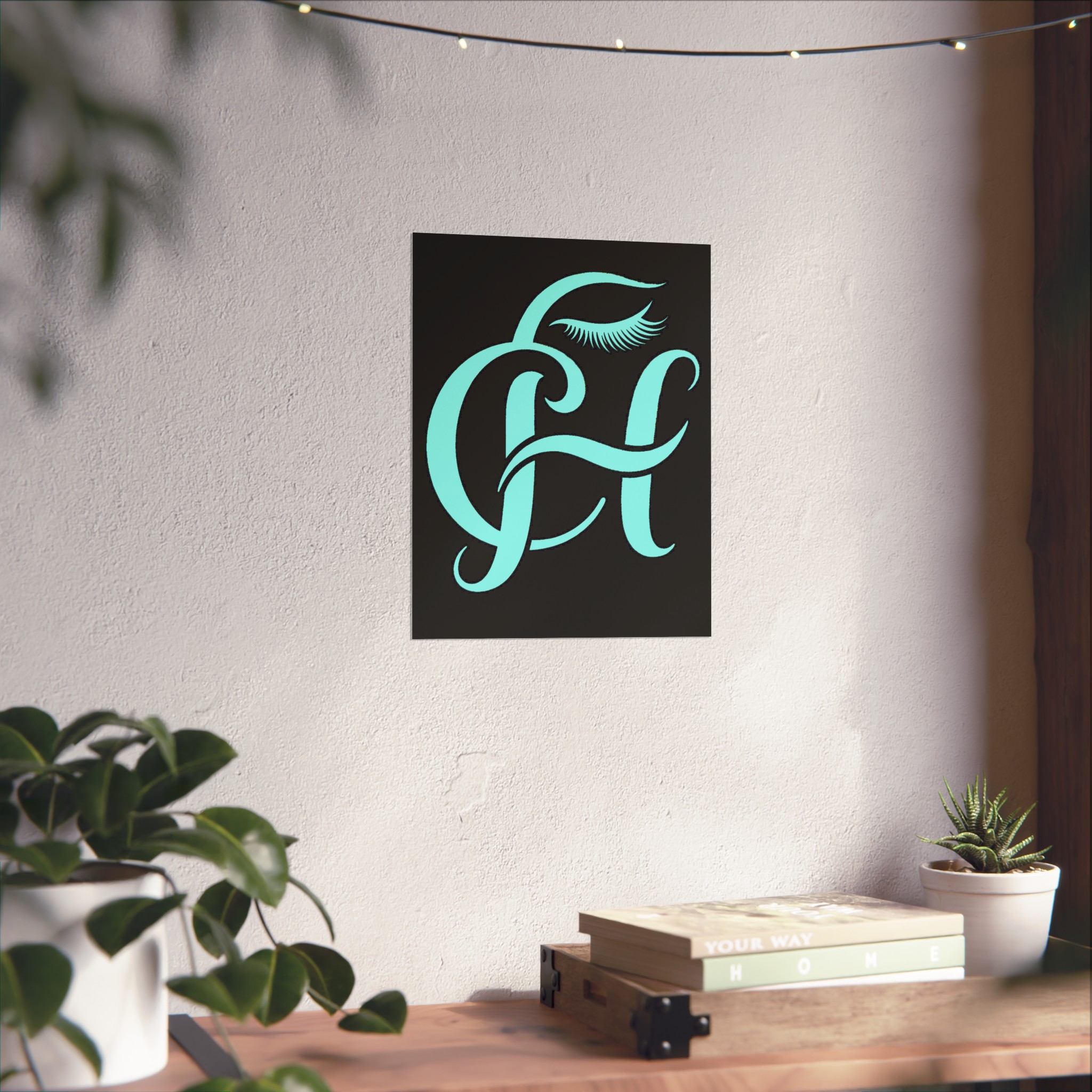 Aqua Monogram H Fine Art Poster — Elegant Typographic Wall Art - Image 3