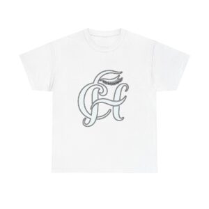Monogram Leaf T-Shirt — Elegant Script Initial with Leaf Accent
