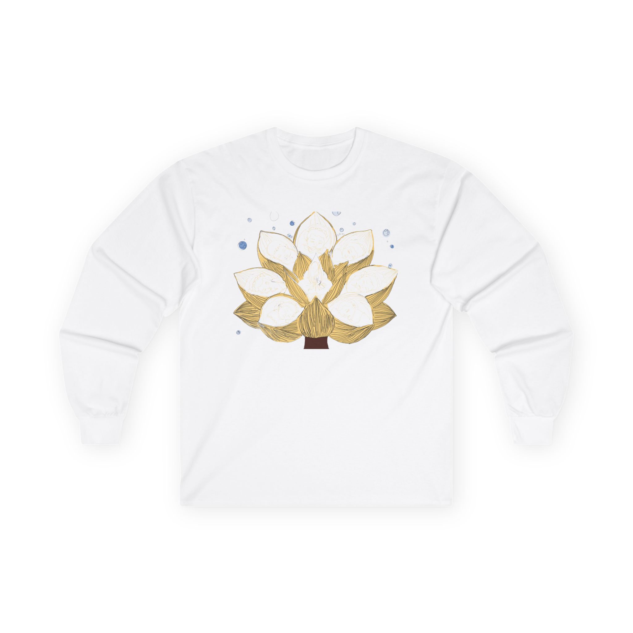 Gold Lotus Long Sleeve Tee — Minimal Floral Meditation Shirt - Image 3