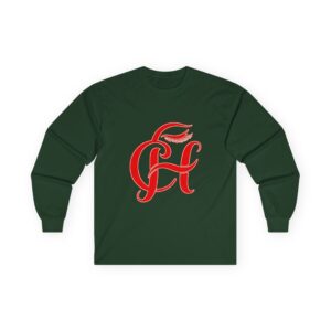 Long Sleeve Tee — Red Script Monogram 'CH'