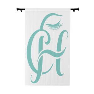 Monogram H Eyelash Window Curtain – Chic Blue Initial Panel