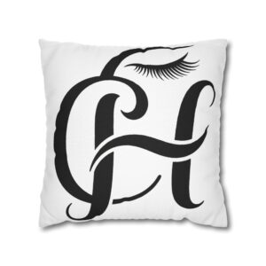 Decorative Pillowcase — Elegant Black Letter H with Eyelash Accent